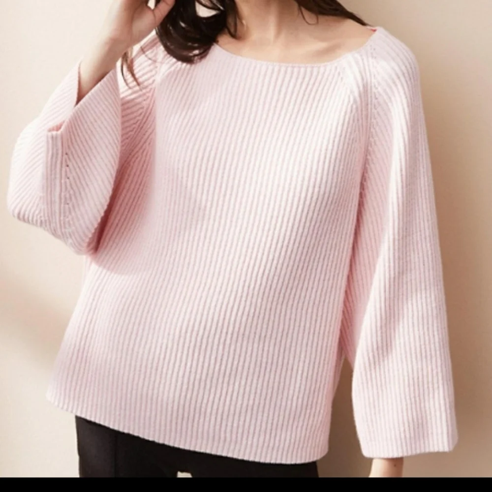 Lou & Grey Pink Ribbed Oversided Sweater